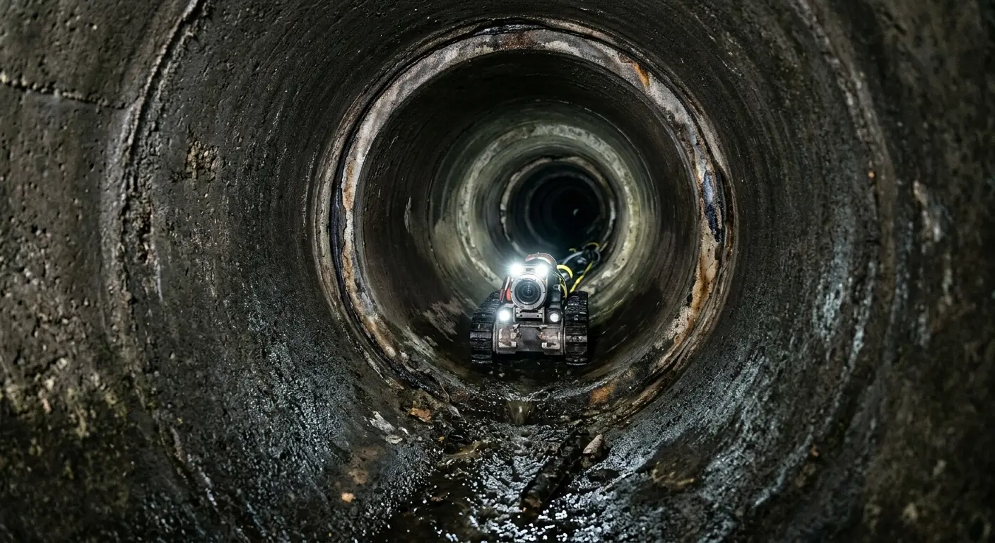 Robotic sewer camera inspecting pipe interior for Sewer Line Cleaning in West Valley City